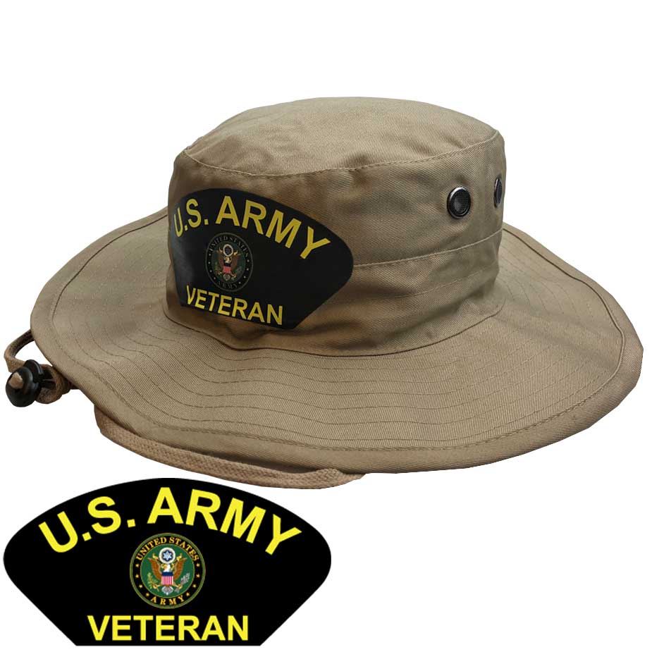 U.S. Army Veteran w/ Crest Boonie Hat Limited Issue in Khaki