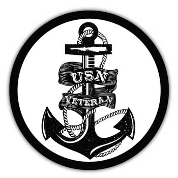 Navy Veteran Circle Decal Sticker with Anchor Graphic - Decal Stickers