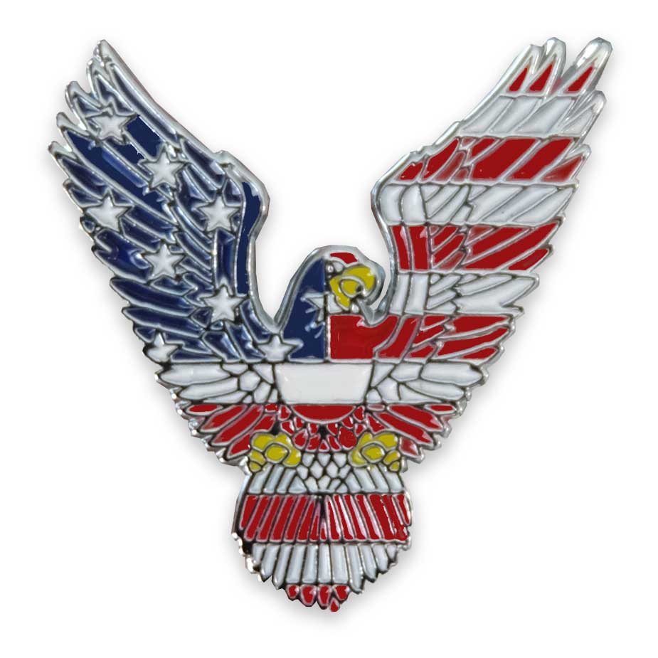 Bald Eagle Lapel Pin with American Flag Collectibles