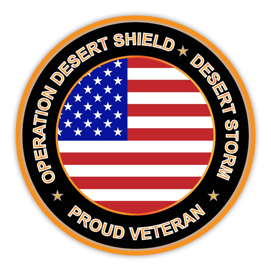 Operation Desert Shield Circle Decal Sticker with Flag Graphic Decal