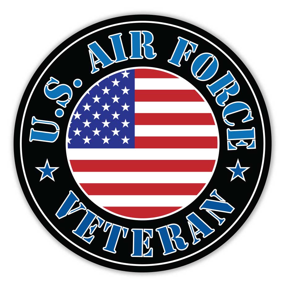 US Air Force Circle Decal Sticker with Veteran Text Decal Stickers