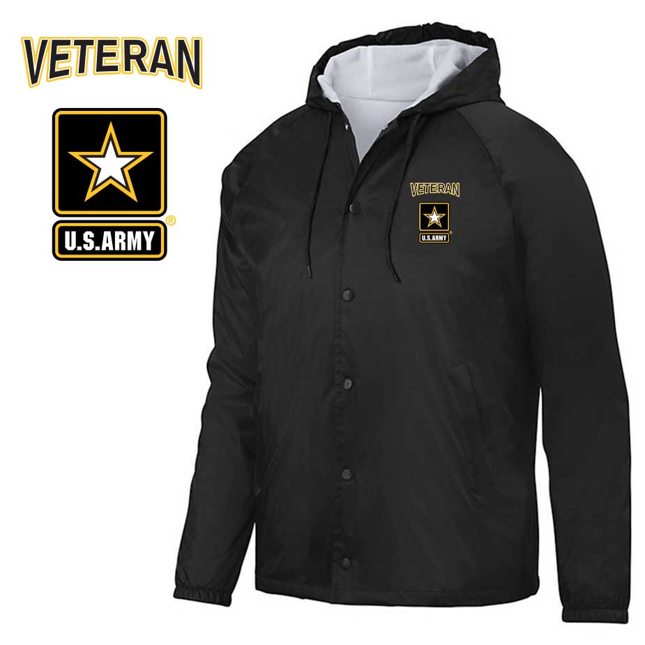 US Army Veteran Embroidered Hooded Sports Jacket with Army Logo