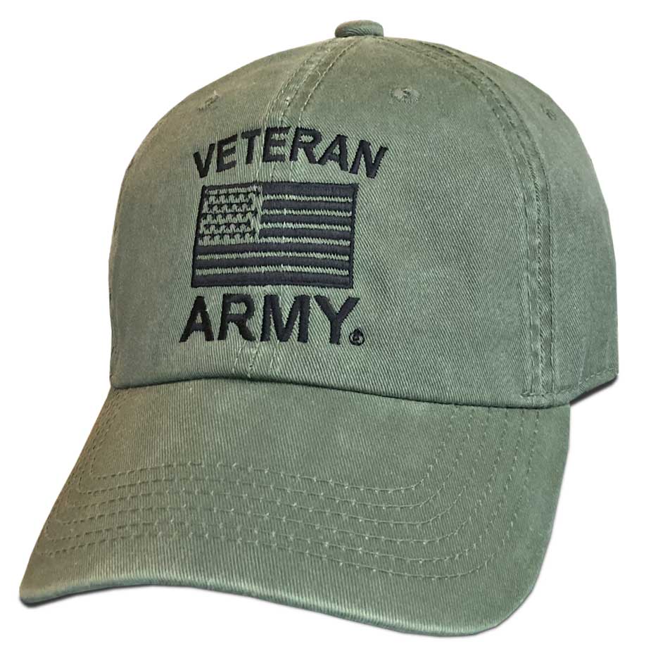 US Army Veteran Hat with Embroidered Flag Hats