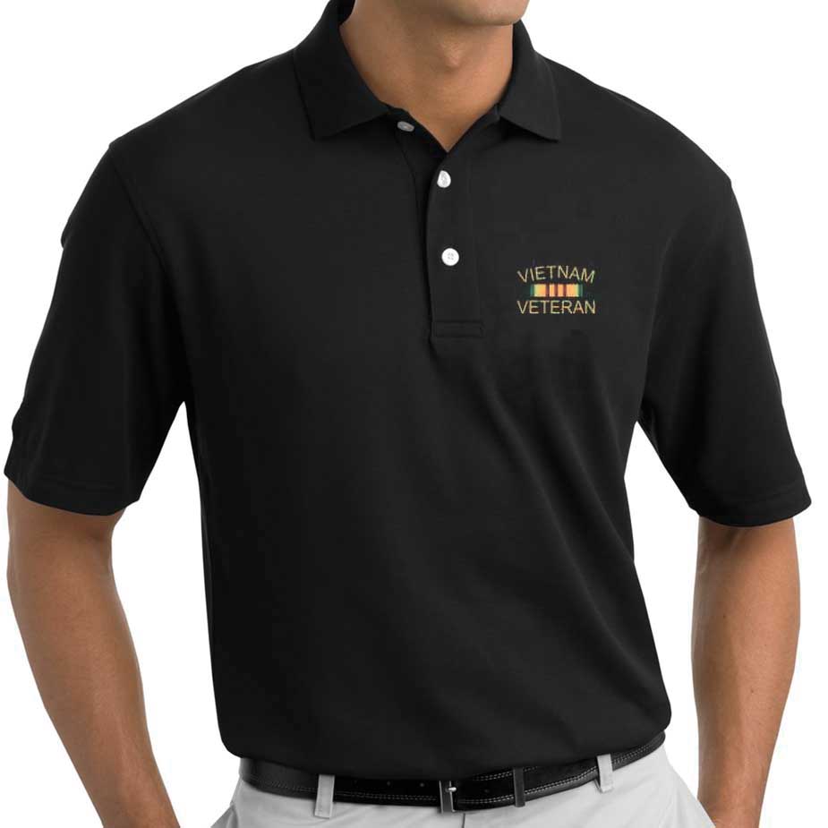 Embroidered Vietnam Veteran w/ Ribbon Polo Shirt