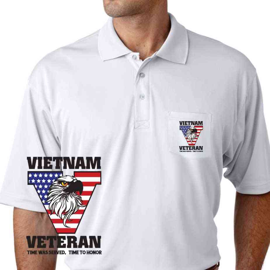 Vietnam Veteran Time Served Performance Pocket Polo Shirt