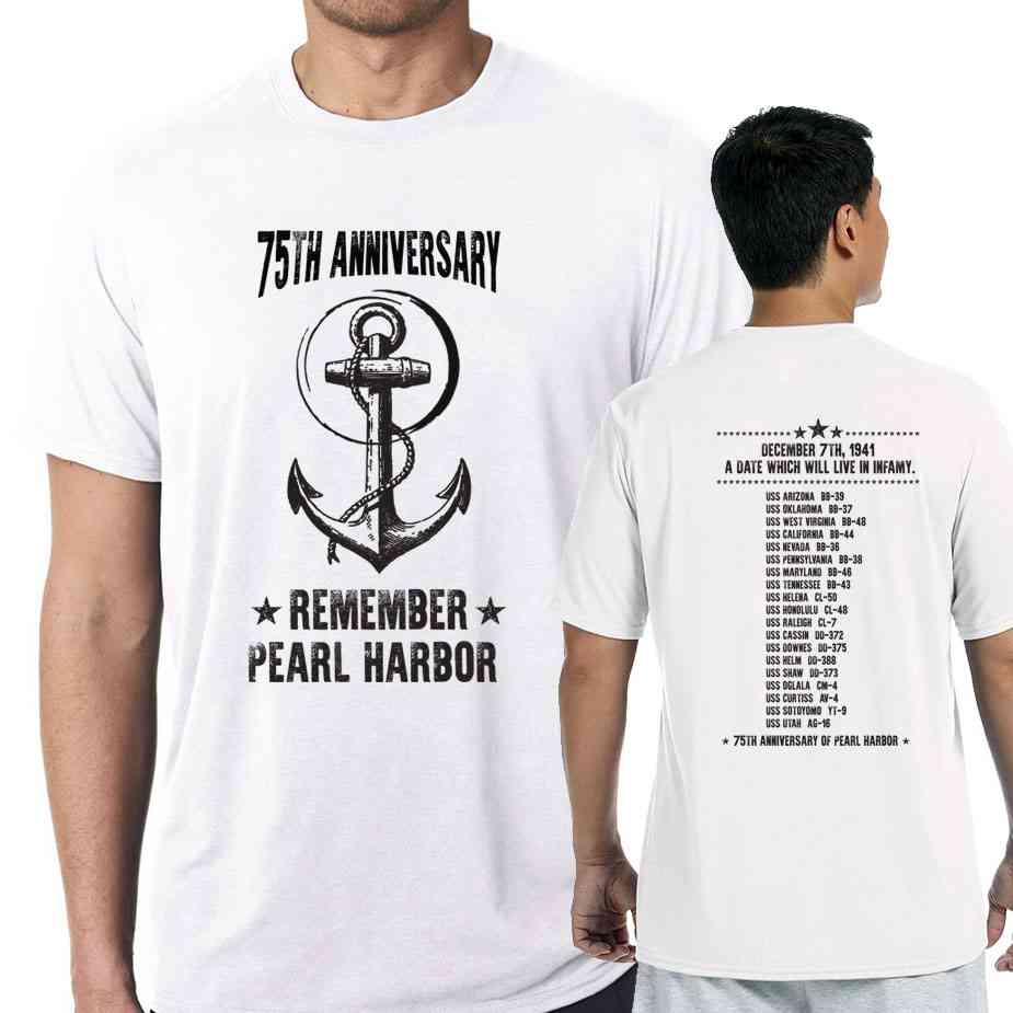 75th Anniversary Pearl Harbor Anchor White TShirt