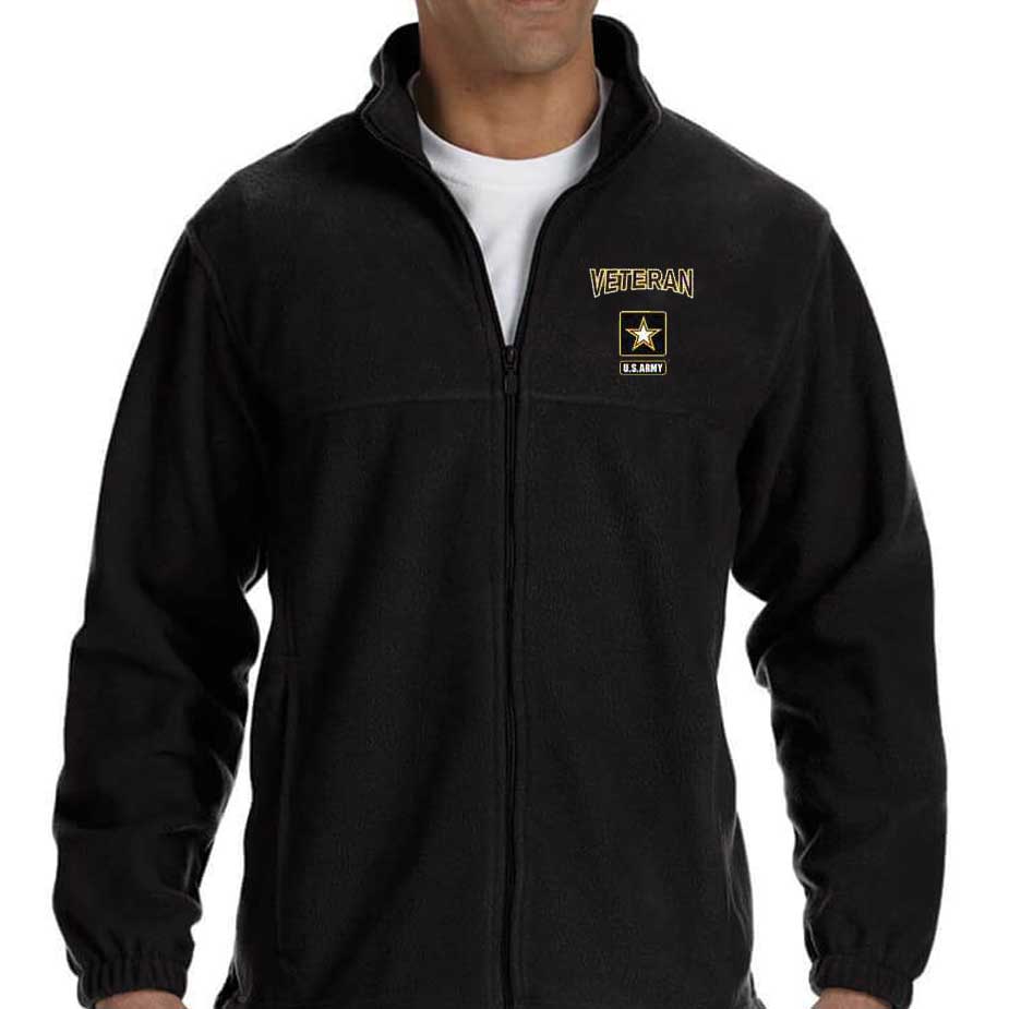 Army Veteran Fleece Jacket w/ Star Logo Military Outerwear