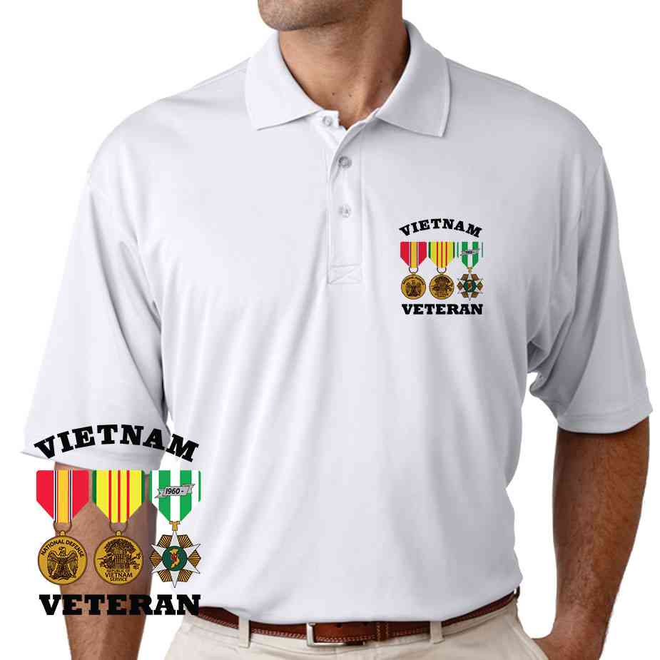 Vietnam Veteran Special Edition 3 Medals Polo Shirt