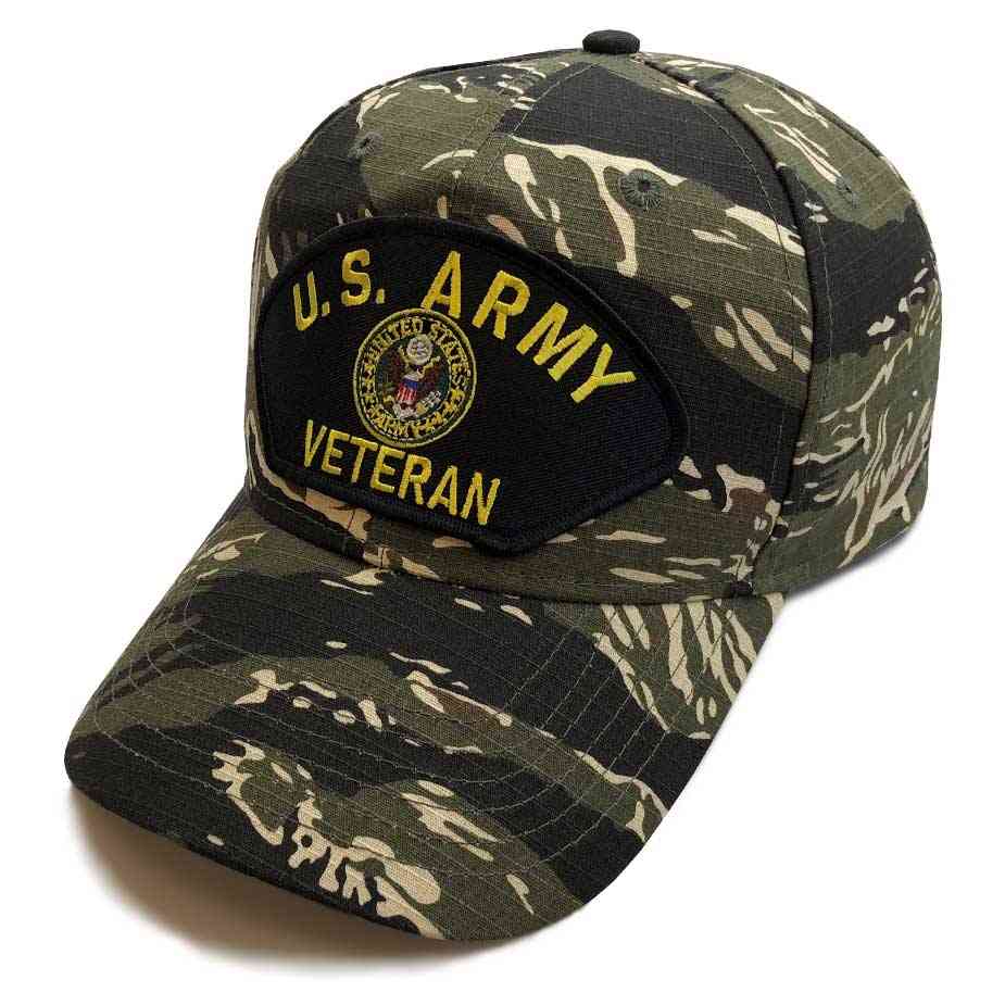 US Army Veteran with Eagle Seal Camo Hat Caps