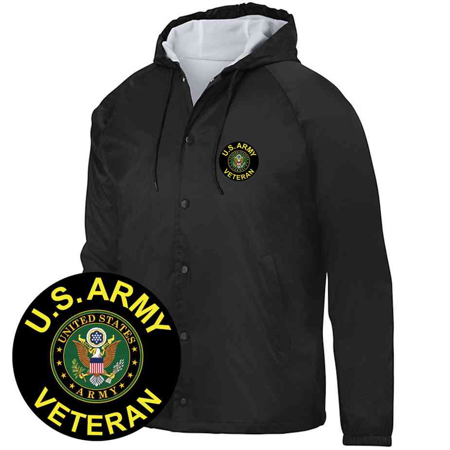 Army Veteran Hooded Jacket w/ Eagle Crest Outerwear