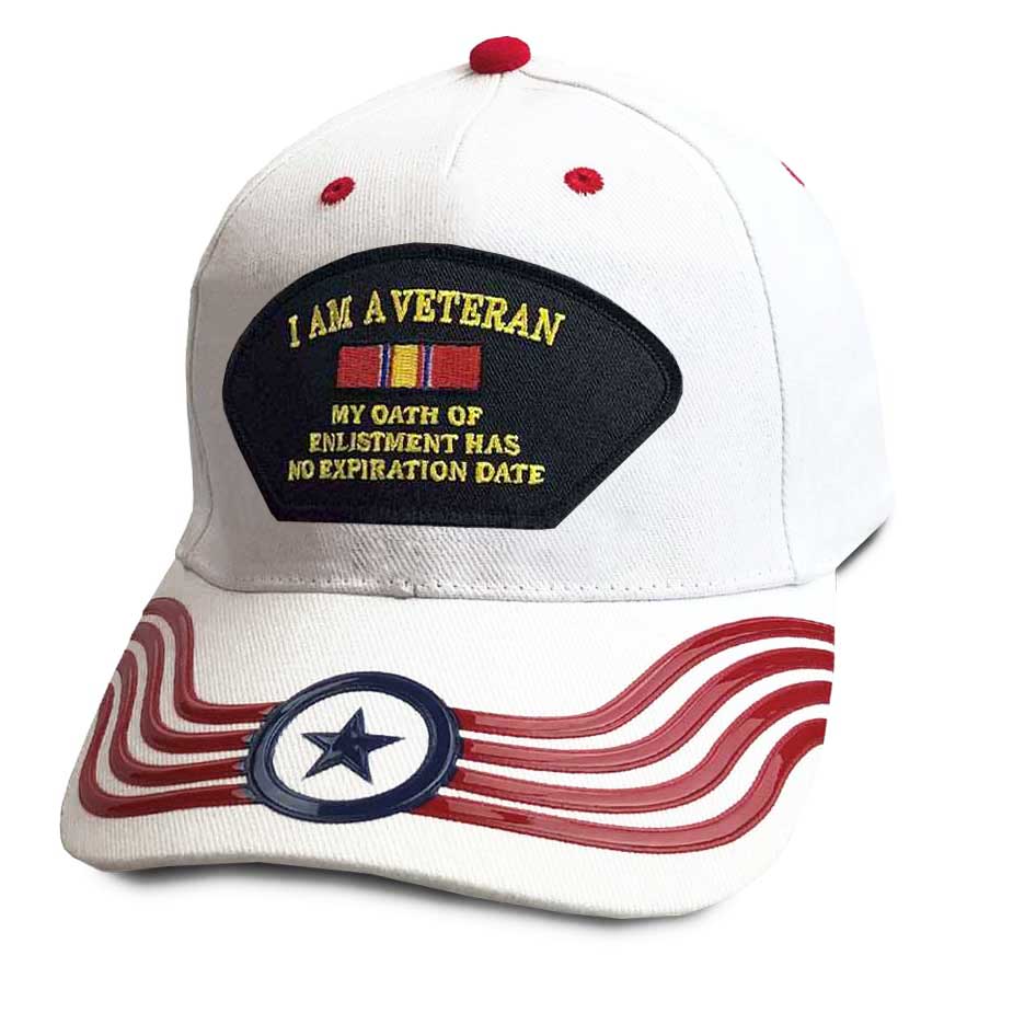 US Veteran Cap I Am A Veteran with Ribbon Hats