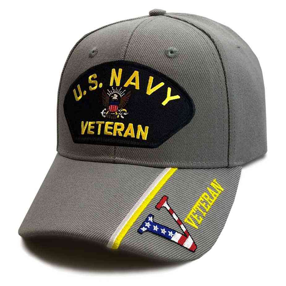 Navy Veteran Hat with Eagle Emblem and V Veteran Hat