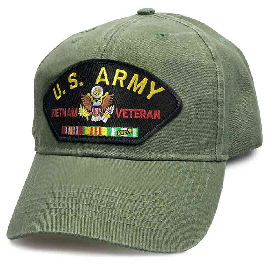 US Army Vietnam Veteran Hat with Ribbons Eagle Emblem Graphics Hat