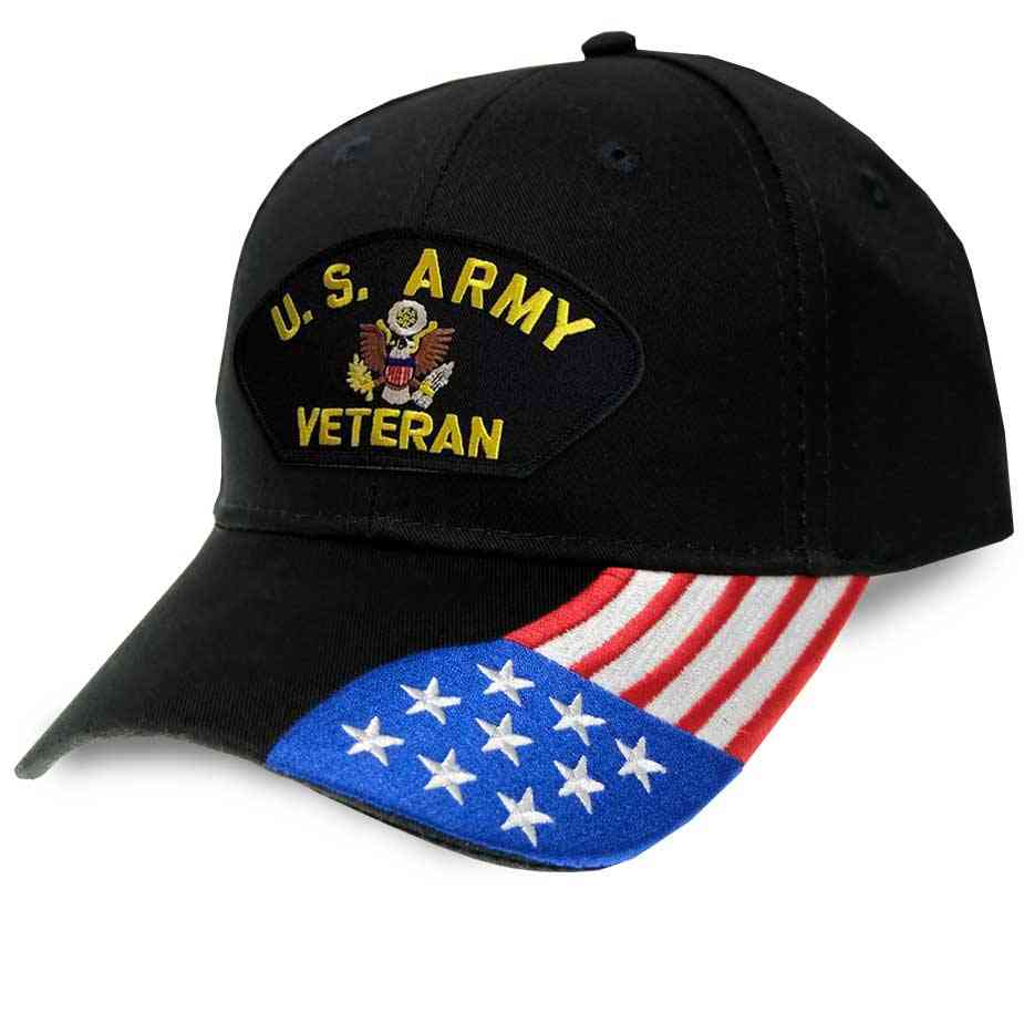 Army Veteran Hat with Eagle Emblem and U.S. Flag Graphics Hat