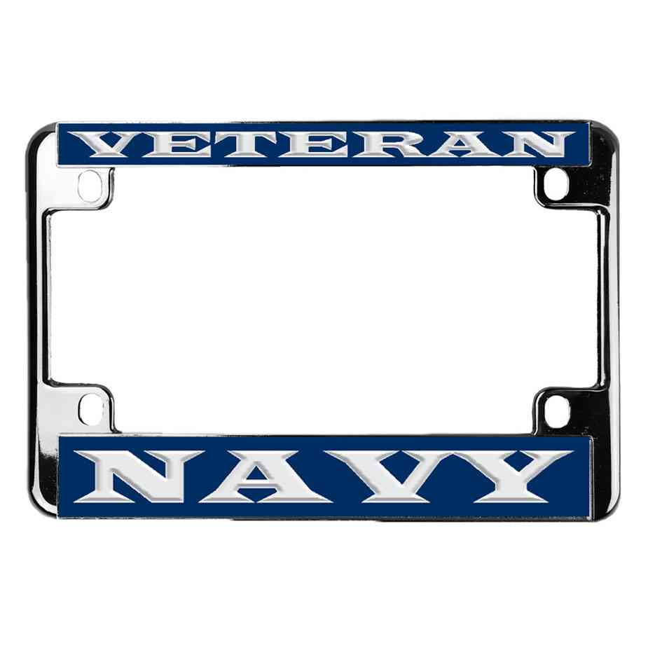 Navy Veteran Metal Motorcycle License Plate Frame